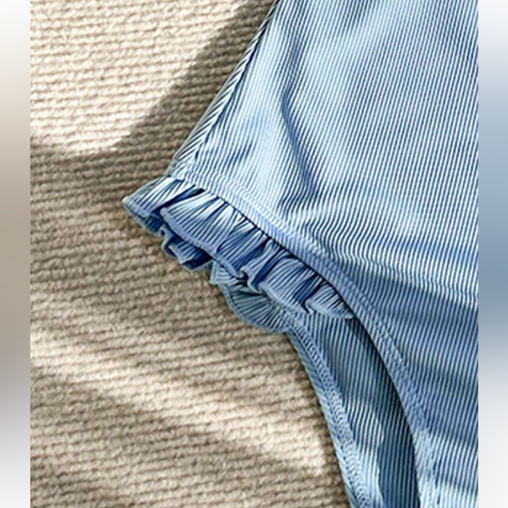 Blue Ruffled One-Piece Swimsuit - Picture 3 of 3